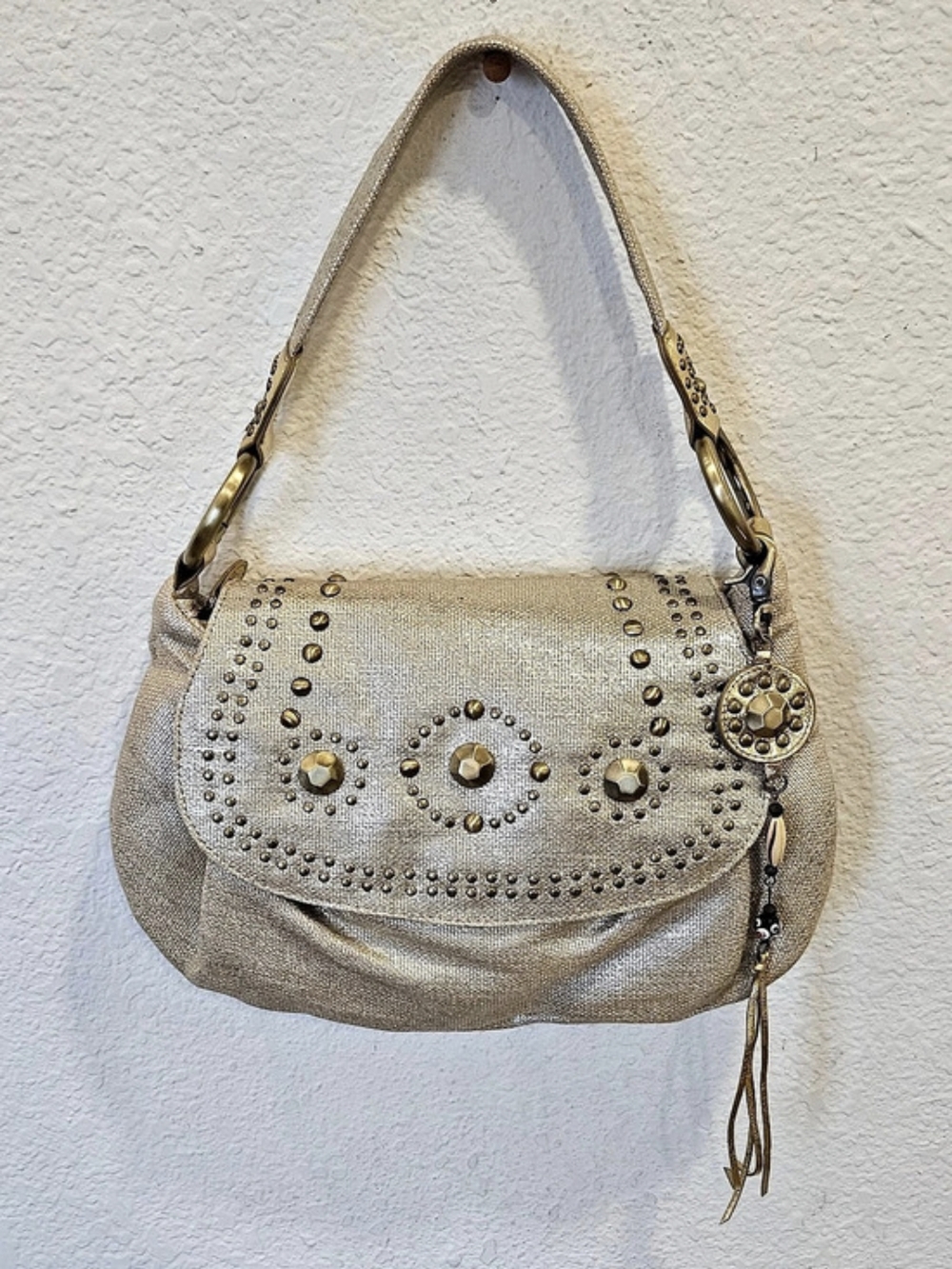 Franco Sarto Studded Shoulder Bag in Gold